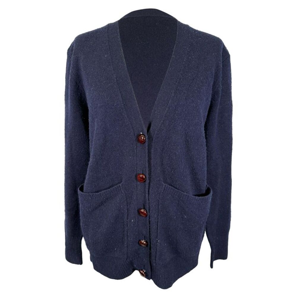 Joseph Buttoned Cardigan in Navy Blue Wool